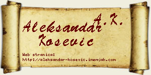 Aleksandar Košević vizit kartica